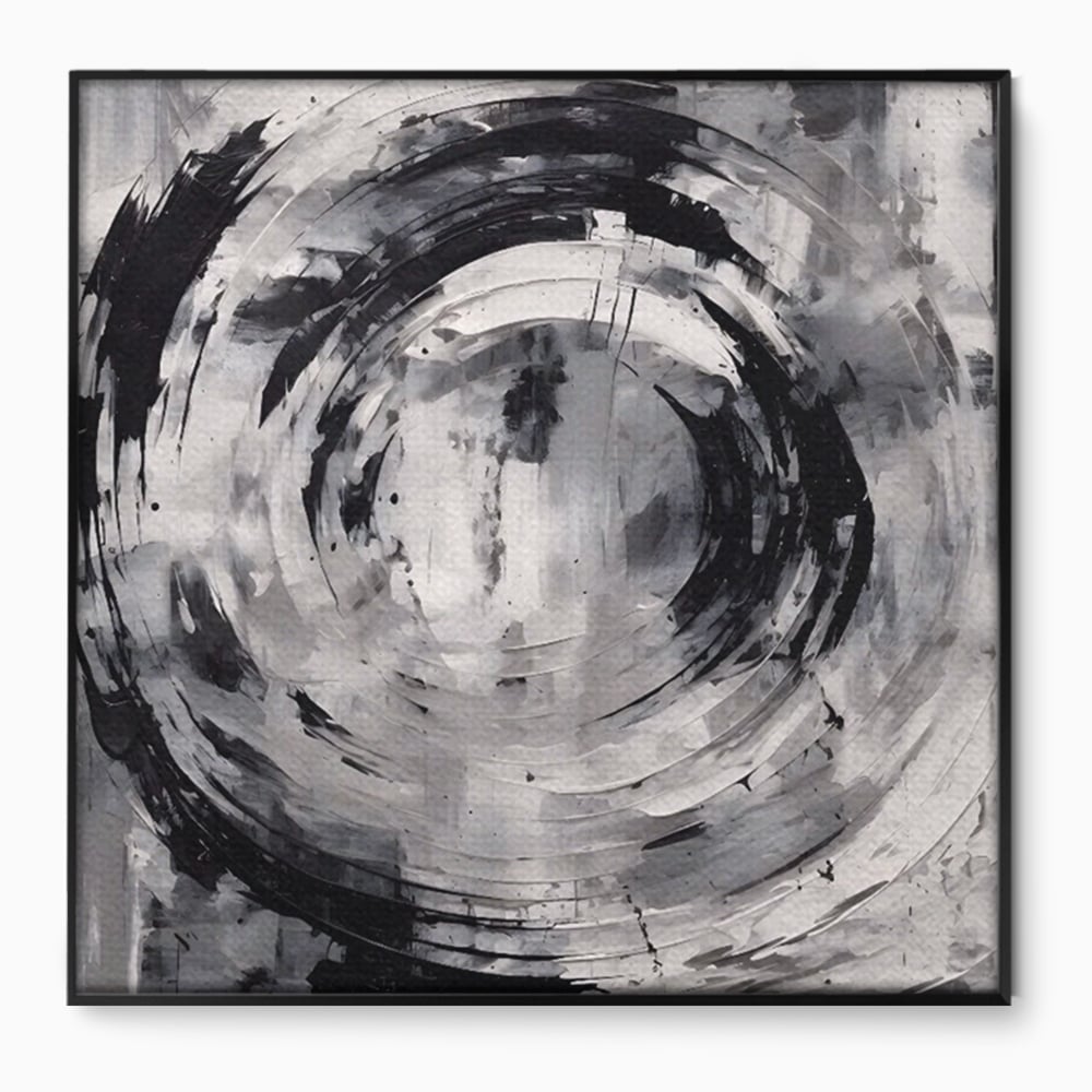Tablou canvas cu tablou canvas cu cerc abstract, in rama de aluminiu negru